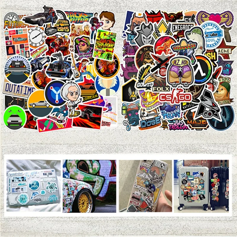 

50PCS Calssic Movie Back To Future Stickers CS GO Games Stickers For Suitcase Motorcycle Fridge Laptop Waterproof Decal Toys