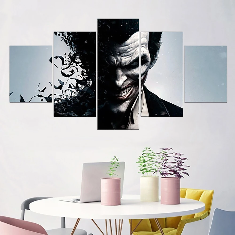 Joker Poster 5 Pieces 2019 Movie Joaquin Phoenix Batman Canvas Printing Wall Art Modular Pictures For Living Room Home Decor | Дом и сад