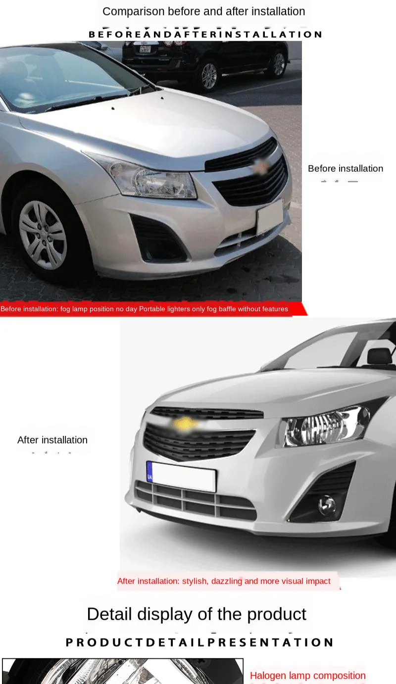 Feux de brouillard à led pour Chevrolet Cruze 2009 2010 2011 2012 2013 2014  Phares Phares Brouillard Couvertures Cadre Grille Câblage Harnais Kit 12v