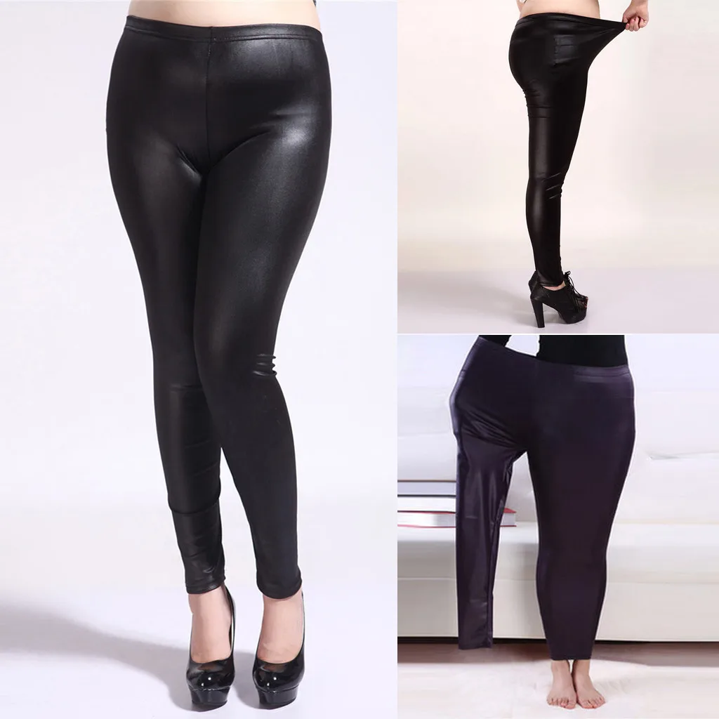 Fashion Leggings Women Spring Autumn Imitation Leather Pants Extra Large Size Leggings Trousers Women's Clothing Drop Shipping