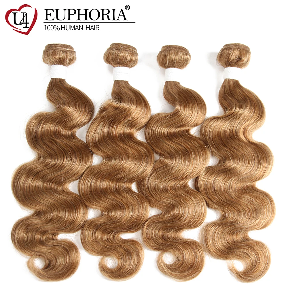 

Honey Blonde Brown Human Hair 3/4 Bundles 8-26inch Euphoria Body Wave Brazilian 100% Remy Human Bundle Hair Weaving Extensions
