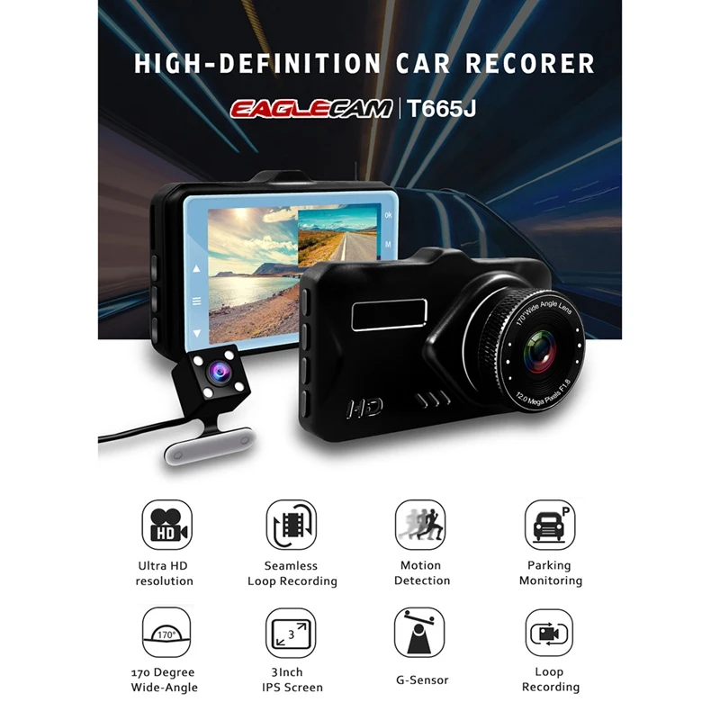 1080P 3 дюймов Fhd Камера Cam Регистраторы видеорегистратор для приборной панели Камера цикл Запись, режимом ночной съемки, g-сенсором и Сенсор Sprint Камера