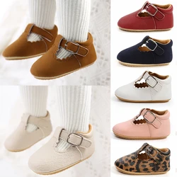 Sapato fofo de couro macio para bebês, sandália de princesa para meninas recém nascidas, sola de borracha antiderrapante, mocassins, sapatos de verão para primeiros passos