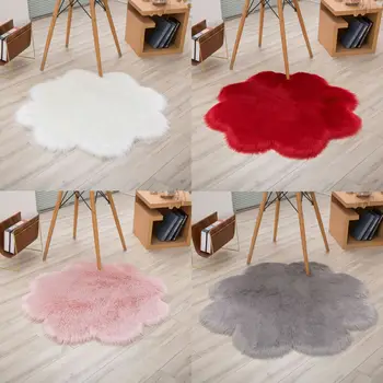 

Hot Fluffy Rugs Anti-Skid Shaggy Area Rug Home Room Carpet Floor Mat Kids Playmat Comfortable Imitation Wool Plum-Shaped Rug