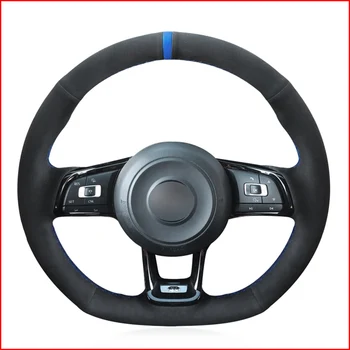 

MEWANT Black Suede Steering Wheel Cover for Volkswagen VW Jetta GLI VW Golf 7 GTI MK7 Golf GTI 2015-2020 VW Golf R 2015-2019