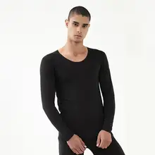 Дышащее термобелье набор зимних мужских хлопковых с длинным рукавом и круглым вырезом бесшовных мужских футболок и штанов костюмы размера плюс