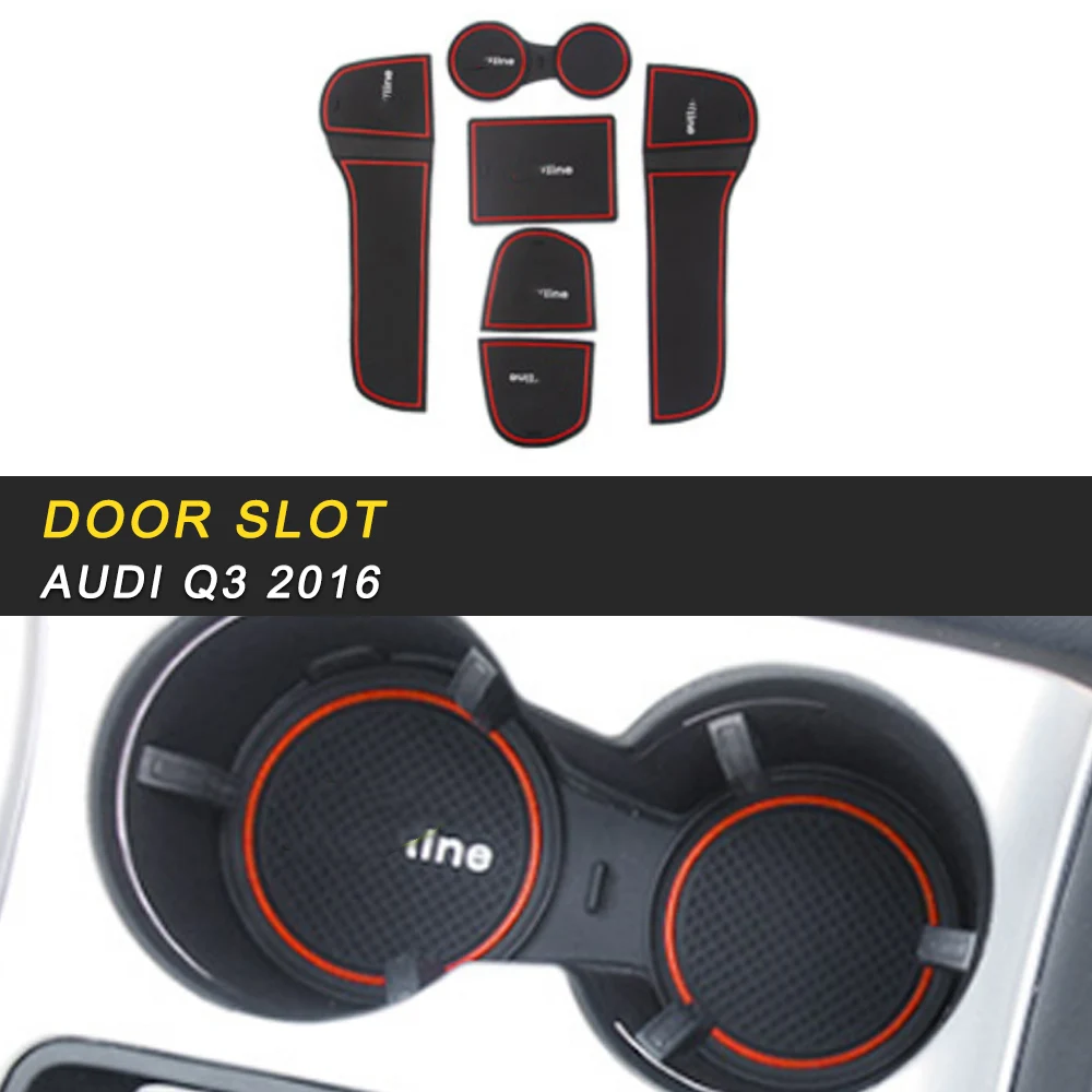 

Car Styling Door Groove Mat Anti-slip Mat Light Gate Slot Cup Pad Interior Accessories for Audi Q3 8U 2016 2017 2018
