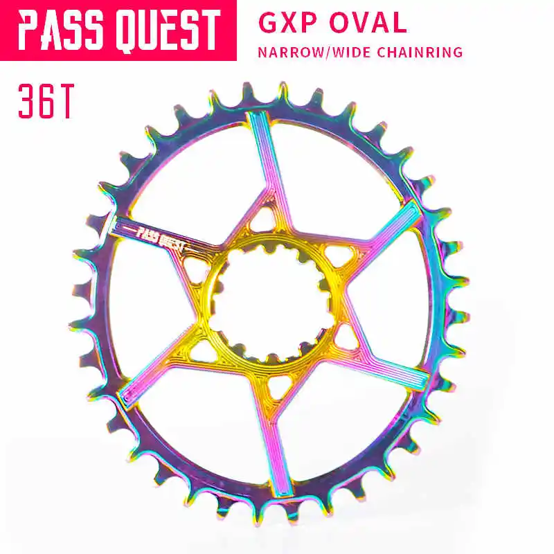 36T Pass Quest GXP с титановым покрытием овальная MTB узкая широкая Цепь 32 T-38 T велосипедная цепь 6 мм смещение шатун - Color: 36T