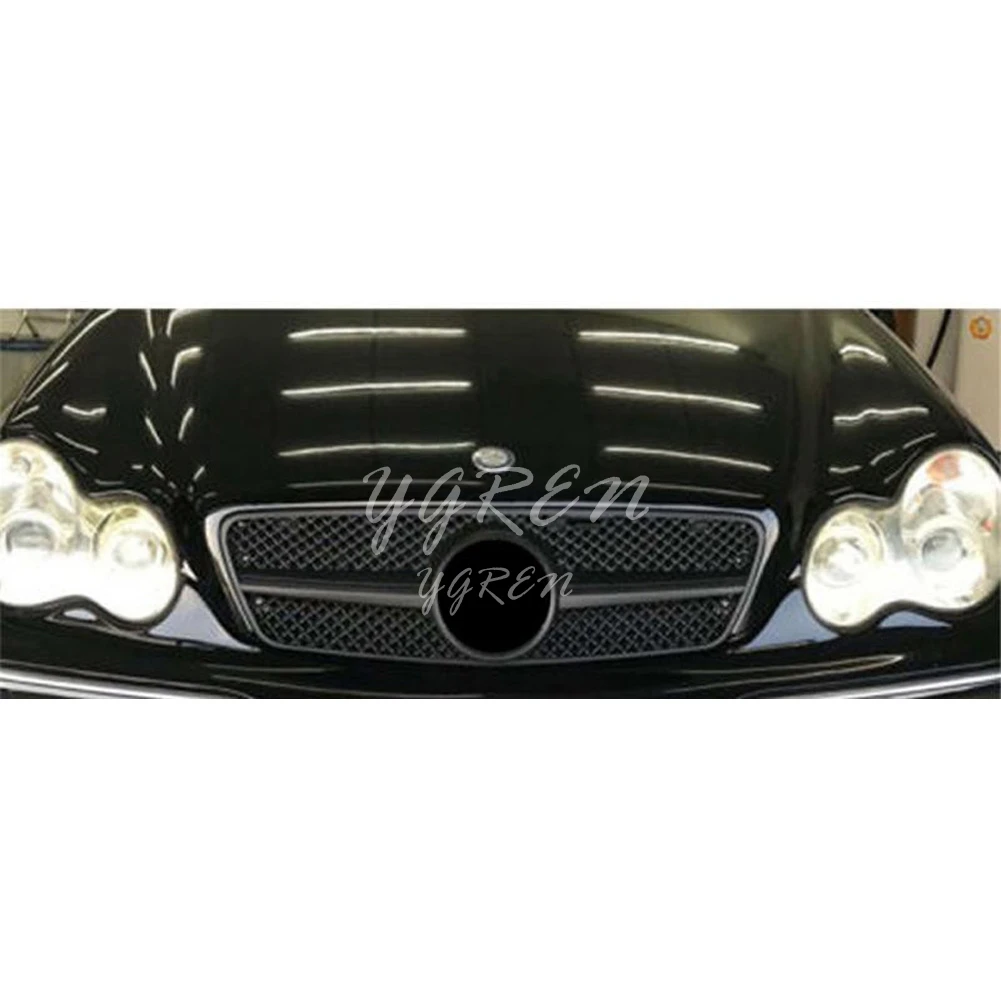 Глянцевая черная передняя сетчатая решетка AMG стиль для Mercedes-Benz C Class W203 2000-06