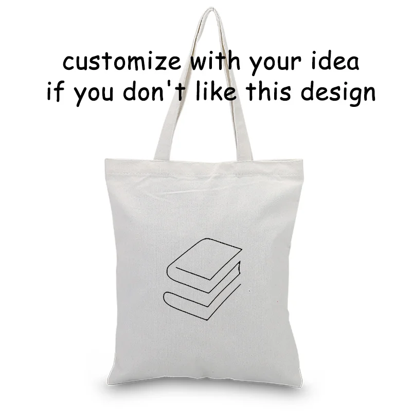 Простая графическая холщовая вместительная сумка для покупок сумка для ежедневного использования текст DIY пользовательский принт логотип экологическая многоразовая утилизация