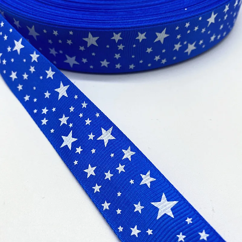Grosgrain Satin Ribbons Printed Star Wedding Christmas Party Decorations DIY Bow Craft Ribbons Supplies 5yards 15-38mm