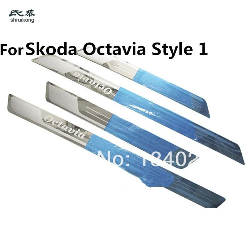 Ультратонкая Накладка на порог из нержавеющей стали для Skoda Fabia Octavia Superb Быстрая - Название цвета: for Octavia style 1