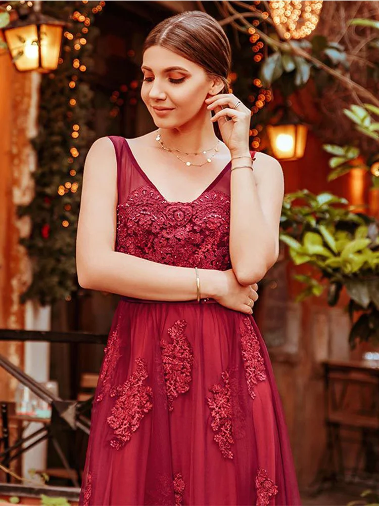 It's Yiya вечерние платья длинный v-образный вырез без рукавов robe De Soiree для девочек элегантное кружевное платье с открытой спиной женское вечернее платье C457