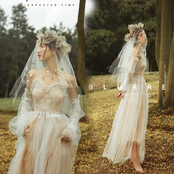 

Dvotinst Women Photography Props Wedding Photo Dress Veil White Travel Seascape Photography Dresses Accessories Photo Props