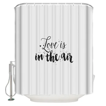 

Text Love Is In The Air Shower Curtain Waterproof Bathroom Curtain Polyester Bath Curtain Home Decor 12 Hooks
