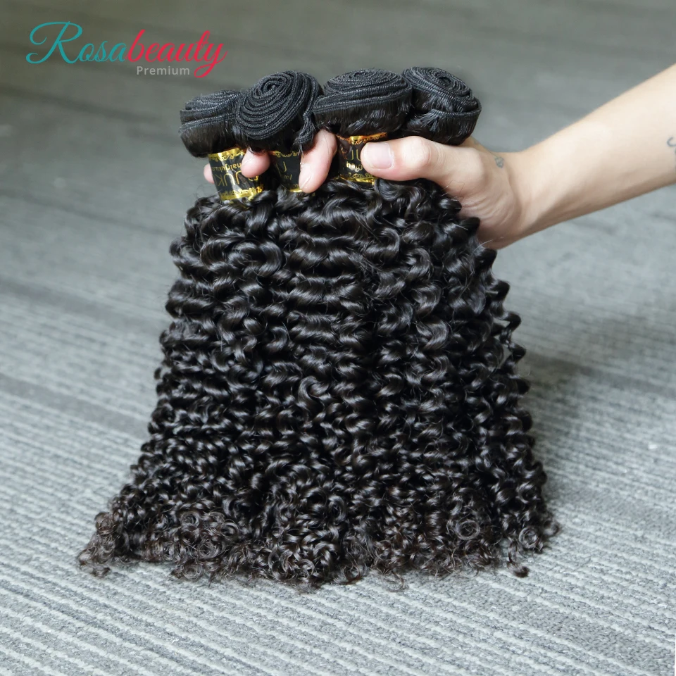 

[Rosabeauty] OneCut Hair Deep Curly 8-30 32inch H Brazilian Raw Virgin Unprocessed Hair Natural Color 100% Human Hair Weaving 4 Bundles Deal