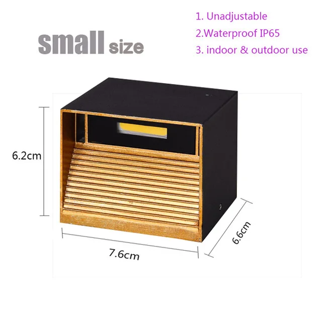Small Black golden Современный 12 Вт COB светодиодный настенный светильник водонепроницаемый Крытый открытый в простом стиле алюминиевый настенный светильник для спальни прихожей крыльца балкона - Цвет абажура: Small Black golden