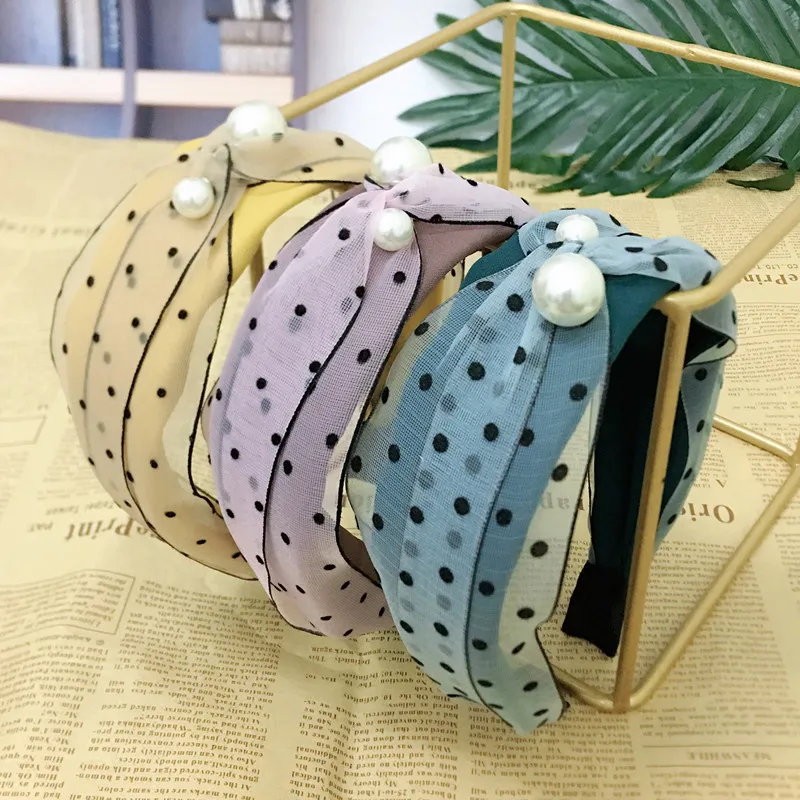 

Korean Lace Pearl Headband for Women Bezel Simple Knotted Hair Loop Women Hairband Fashion Headwear Girls Hair Accessories