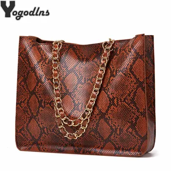 

Fashion Serpentine Handbag For Women Casual Tote Bags Luxury PU Leather Large Capacity Shopper bag Ladies Vintage Shoulder Pack