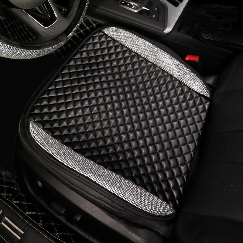 

Universal PU Leather Car Seat Cover Diamond Rhinestone Auto Seat Cushion Mat Interior Accessories Four Season Seat Pad for Women