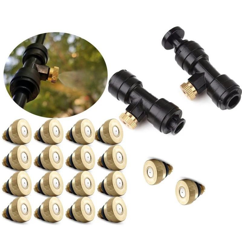 20 PCS per Lot Outdoor Cooling System Brass Misting Nozzles with anti-drip self-sealing structure 0.1mm to 0.8mm