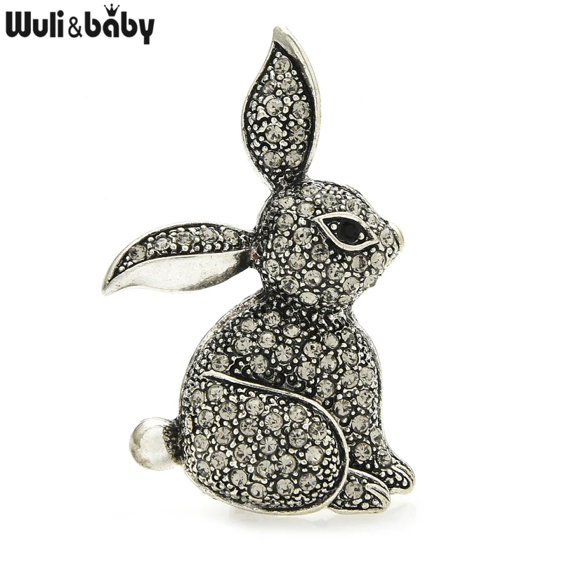 Wuli &amp baby винтажные Стразы Броши кролик для женщин унисекс животное Офисная