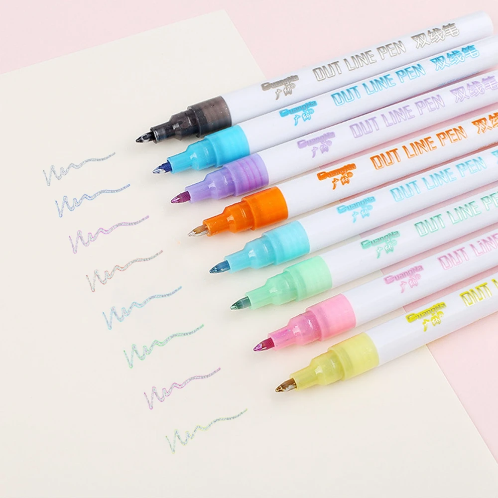 SUNSHINETEK GN Double Line Outline Pens (8 Colours)