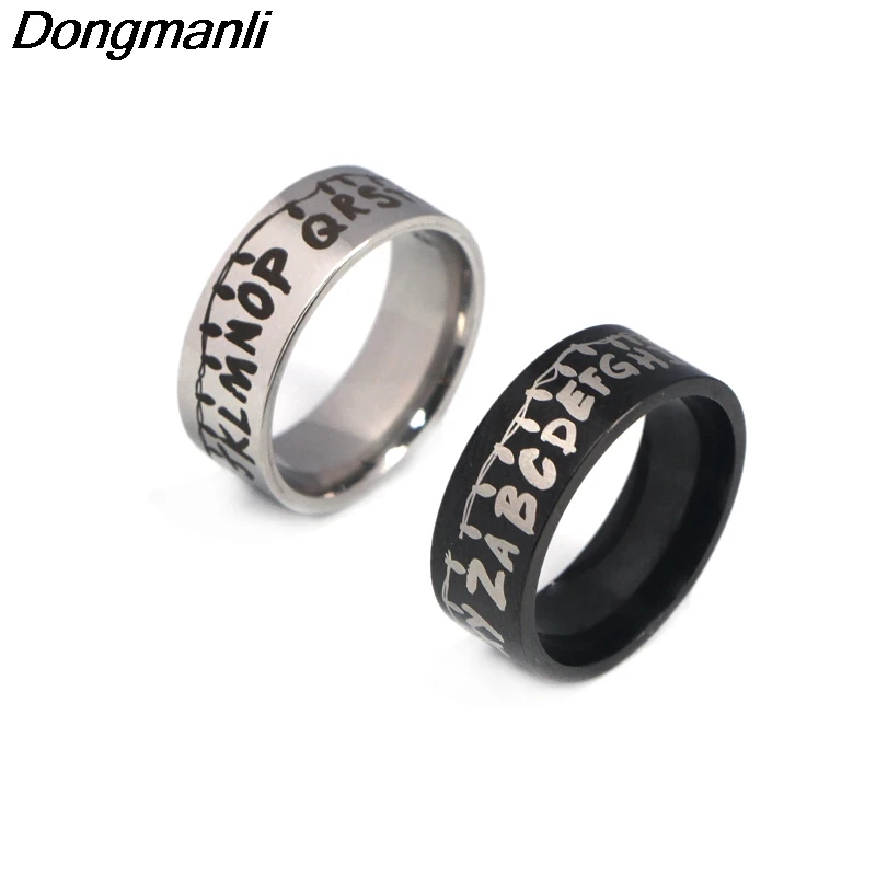 P3942 Dongmanli странные вещи ТВ шоу кольцо из нержавеющей стали кольца для мужчин и женщин вечерние модные черные серебряные кольца, ювелирные изделия