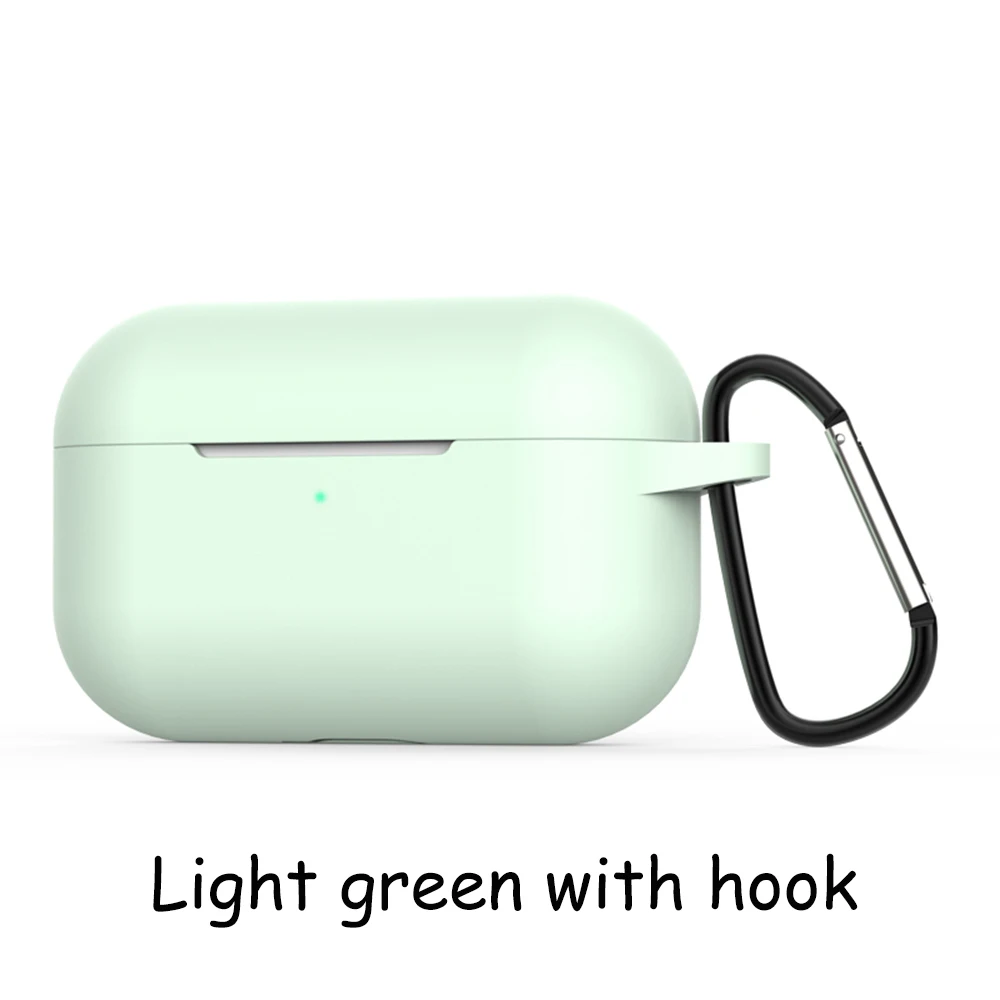 Силиконовый чехол Защитный чехол для Apple Airpods pro TWS Bluetooth наушники для Airpods Pro Чехол Мягкий силиконовый защитный чехол - Color: Light green hook