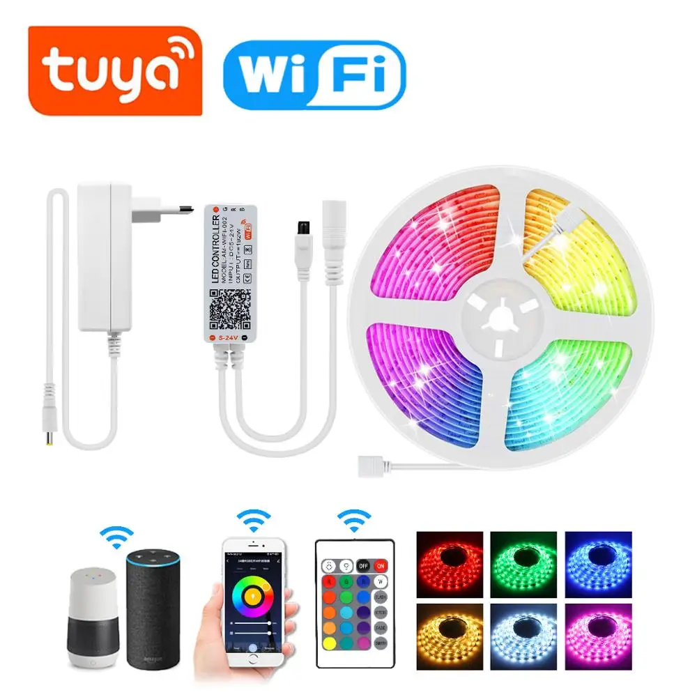 RGB WIFI светодиодные лампы 5 м 10 15 Tuya умный Шкаф Кухонная Светодиодная лампа с