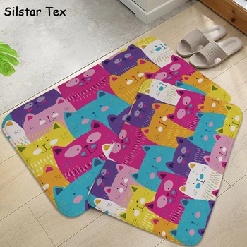 

Silstar Tex Cartoon Cat Bath Mat Cute Animal Absorbent Anti-Slip Suede Floor Mats Kids Room Play Mat Indoor for Children