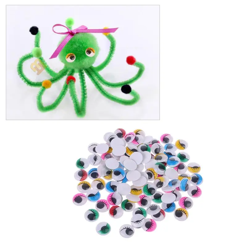 Self Adhesive Eyes with Eyelashes for Doll Bear 100pcs