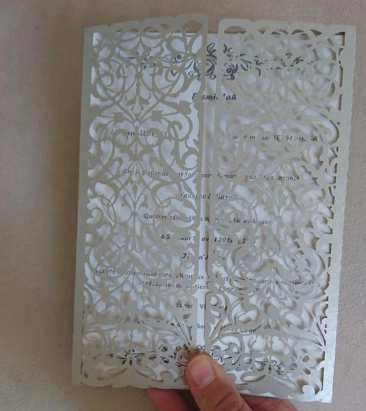MR020 light silver pearl outside gate invitation card
