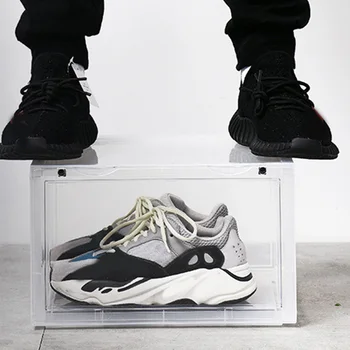 

Economical Sneaker Shoe Box Acrylic Sneaker Display Box Shoes Storage Case Organizers Stackable Foldable ds99