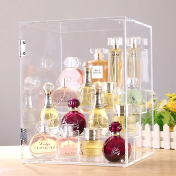 

Large stepped perfume rack with door transparent acrylic cosmetic, skin care product, storage box, dust-proof box.