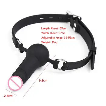 Adult Games Strapon Dildo Head Strap on Sex Toys for Couples Silicone Dildos Bandage Realistic Penis Mouth Gag 3