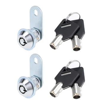 

uxcell Cylinder Zinc Alloy Chrome Finish Tubular Cam Lock W Key Keyed Different 2pcs 16mm