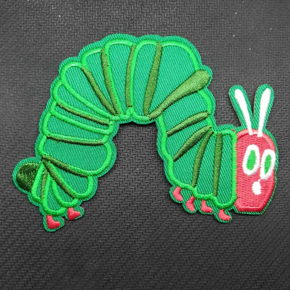 THE VERY HUNGRY CATERPILLAR Green Insect Iron On Embroidered Clothes Patches For Clothing