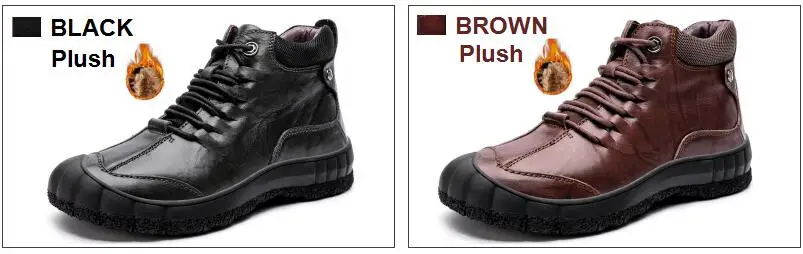 ZUNYU New Genuine Leather Men Boot Fashion Man Winter Snow Boots keep Warm Boots Plush Ankle Snow Work Shoes Men's Snow Boots