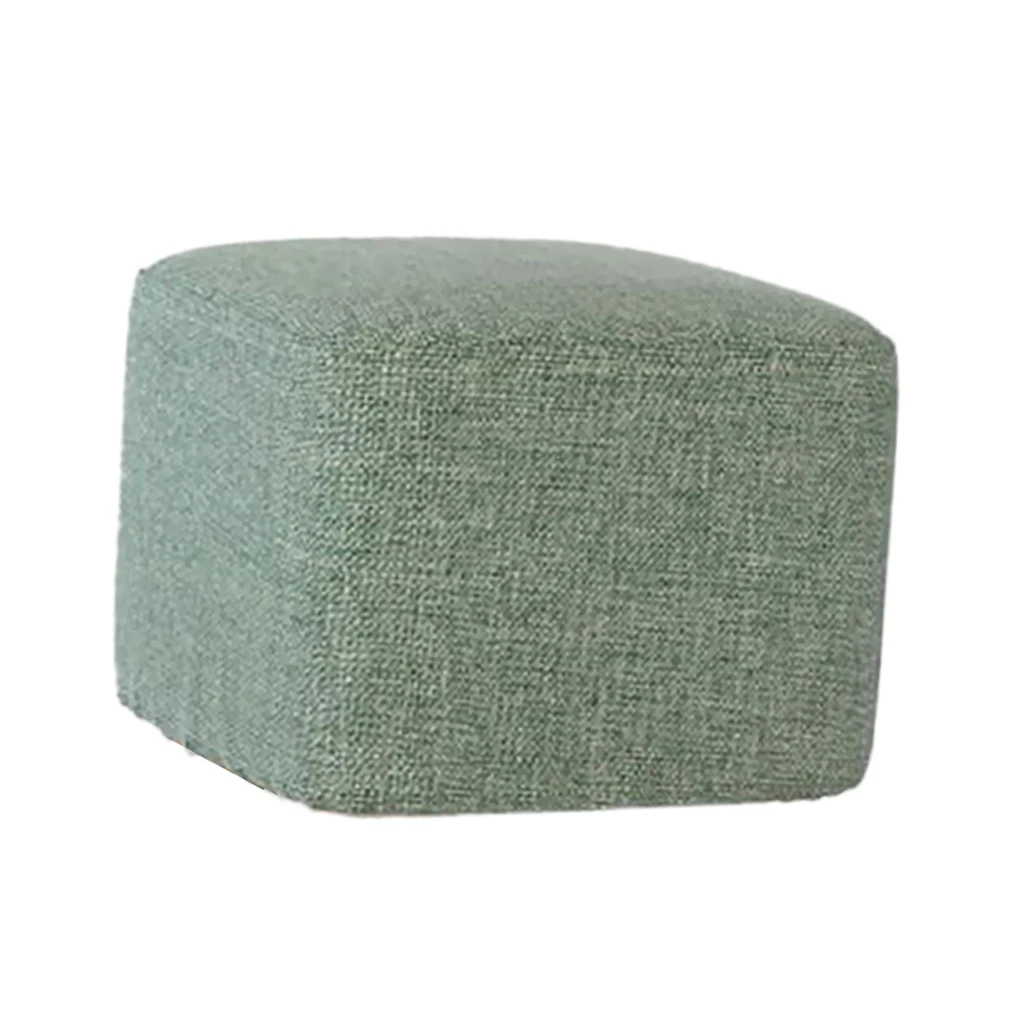 Linen Cotton Ottoman Cover Square Stool Covers Slipcover for Footstool Decor, 8 Colors choice