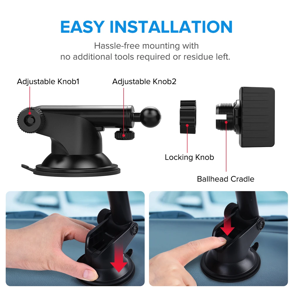 MPOW Dashboard Car Mount 360 Degree Universal Phone Holder Flexible and Adjustable Suction Cup For 4.0-6.0 Smartphone iphone X (4)