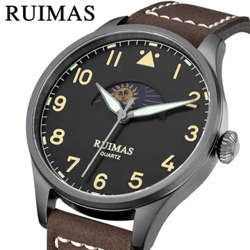 

RUIMAS 2020 Watch Men Fashion Simple Waterproof Analogue Watches Relogio Masculino Genuine Leather Strap Quartz Wrist Watches