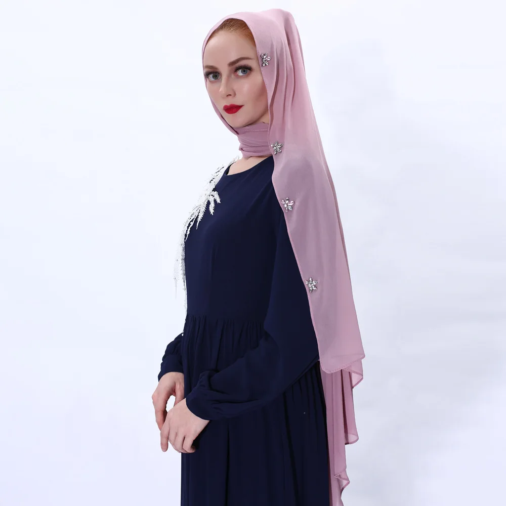 

Fashion Women Solid Chiffon Headscarf Ready To Wear Instant Hijab Scarf Muslim Shawl Islamic Hijabs Arab Wrap Head Scarves