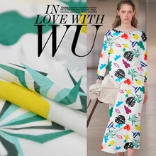 19 Весна Лето Новая печатная 65% шелк 35% Лен ткань для женского платья 140 см 19 Momme ткань для рукоделия шитья распродажа