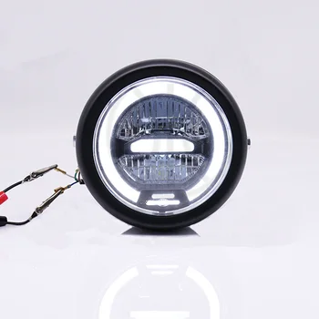 

6.8" Motorcycle LED Headlight Hi&Lo HeadLamp Bulb DRL With Angel Ring for Harley Sportster Cafe Racer Bobber Iron 883