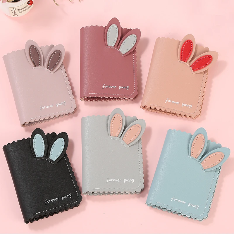 Женский короткий кошелек Kawaii маленький дизайнерский с отделением для карт и