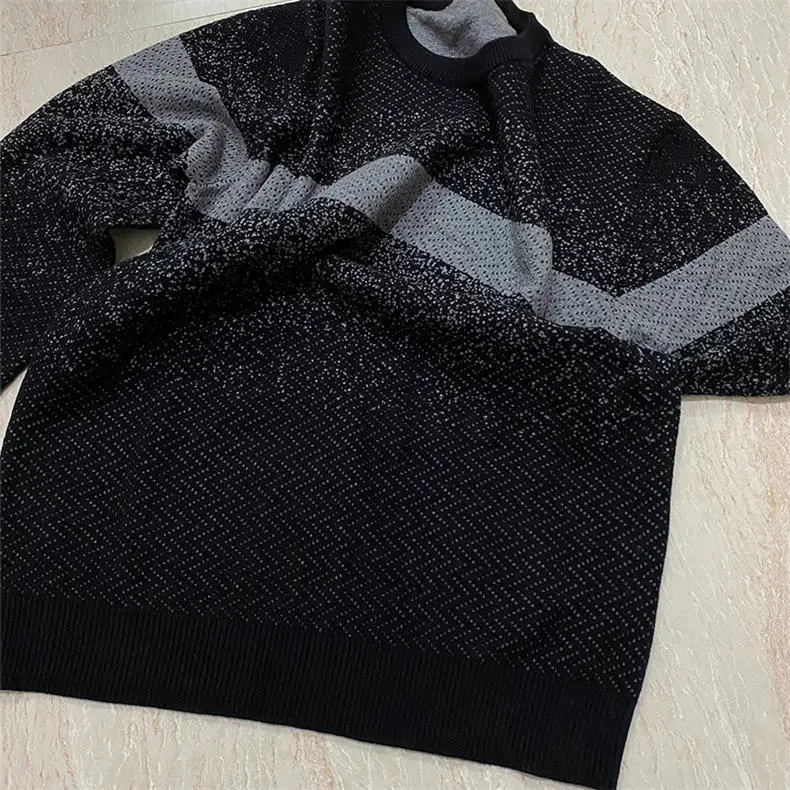 MuLS 2019 Sweater Pollover Men Fashion Cotton Knitted Polka Dot Ugly Sweater Jumper O-Neck Knitwear Jersey Men Black Color M-4XL 01