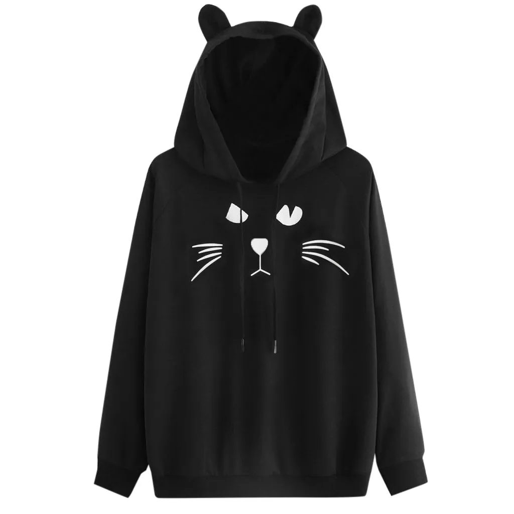 Hoodies Women Hoodies And Sweatshirts Women Autumn 2019 Print Hooded Sweatshirts With Ears Hoodie Streetwear Harajuku Hoodie