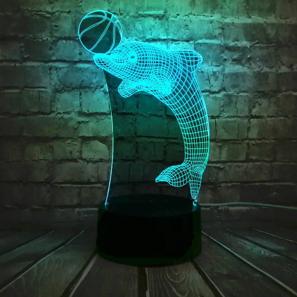 3D моделирование, светодиодный ночник, 7 цветов, меняющая атмосферу рыбы, абстрактная настольная лампа, домашний декор для спальни, детское освещение для сна, подарки