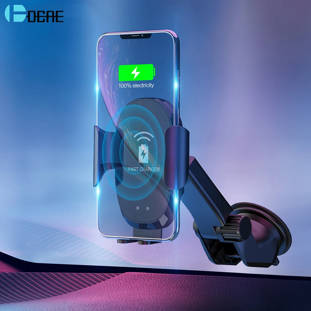 Automatic Clamping 10W Qi Wireless Car Charger Mount Infrared Sensor Fast Charging Holder For iPhone 11 XS XR X 8 Samsung S10 S9 | Мобильные